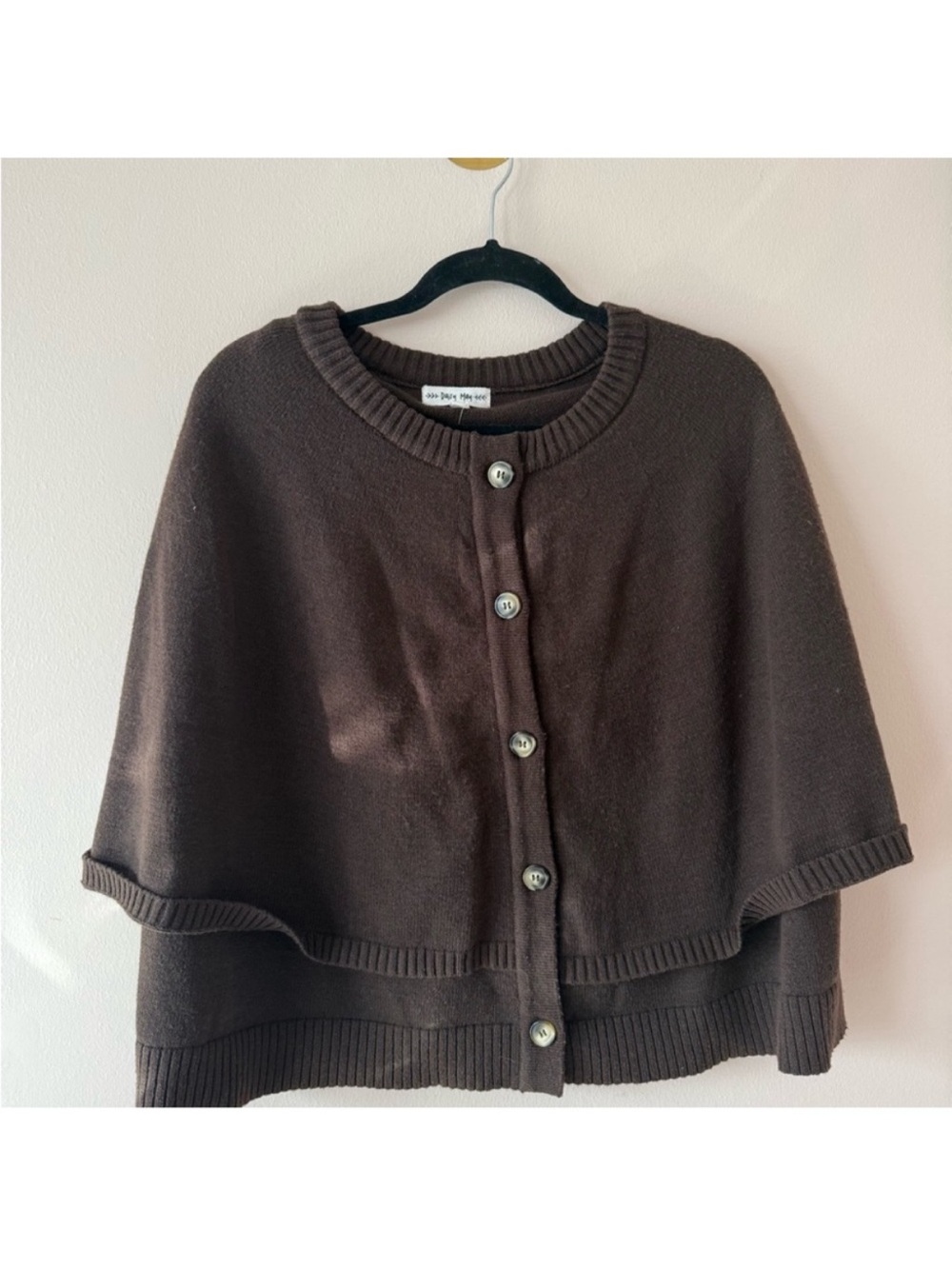Daisy Dark Brown Button-Front Cape Sweater